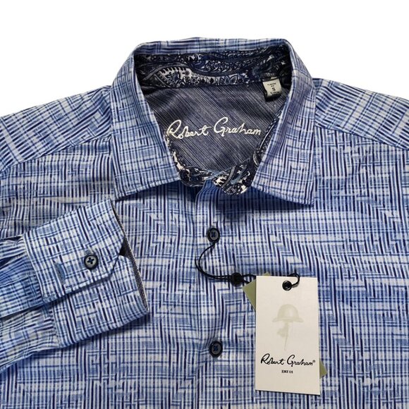 Robert Graham Other - Robert Graham Mens Small Blue Geometric Woven Button Up Dress Shirt NWT
